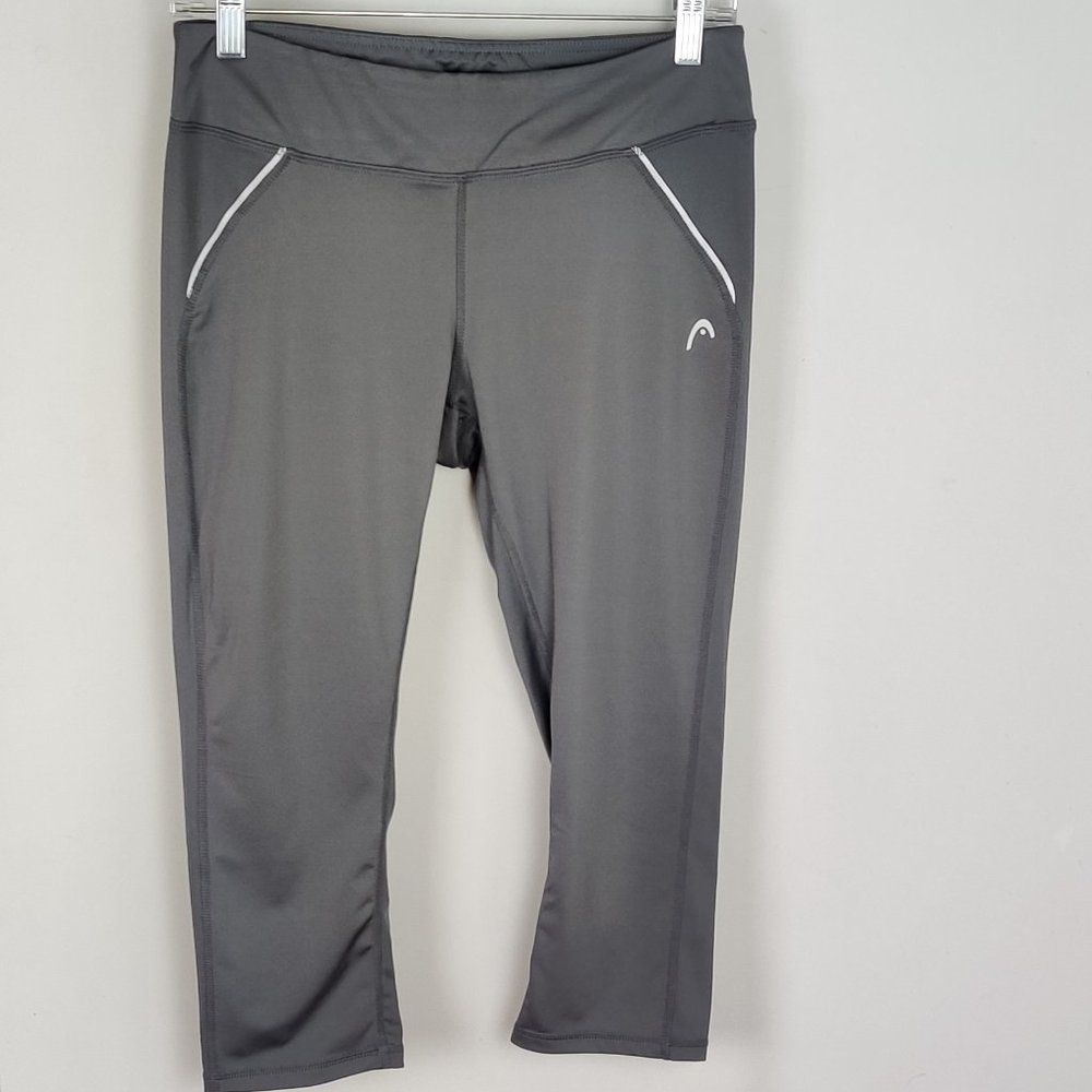 Head Women's Gray Capri Leggings Reflective Strips